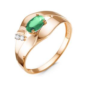 Золотое кольцо КЮЗ Del'ta DБР311081гт с бриллиантом и гидротермальным изумрудом DБР311081гт фото