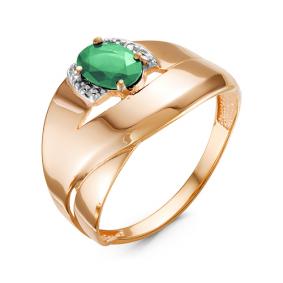 Золотое кольцо КЮЗ Del'ta DБР311084гт с бриллиантом и гидротермальным изумрудом DБР311084гт фото