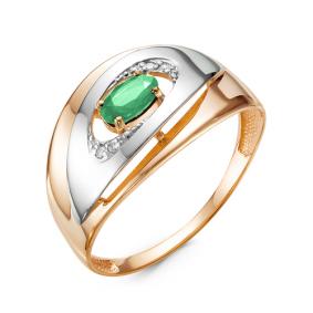 Золотое кольцо КЮЗ Del'ta DБР311165гт с бриллиантом и гидротермальным изумрудом DБР311165гт фото