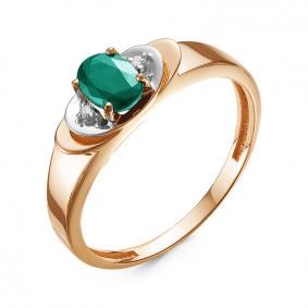 Золотое кольцо КЮЗ Del'ta DБР311224 с бриллиантом и изумрудом DБР311224 фото