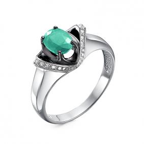 Кольцо из белого золота КЮЗ Del'ta DБР311461б с бриллиантом и изумрудом DБР311461б фото