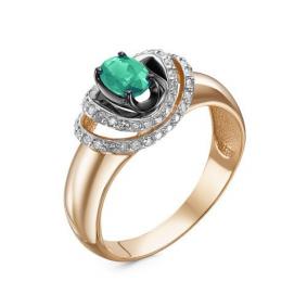 Золотое кольцо КЮЗ Del'ta DБР311463 с бриллиантом и изумрудом DБР311463 фото
