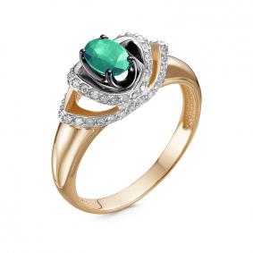 Золотое кольцо КЮЗ Del'ta DБР311464 с бриллиантом и изумрудом DБР311464 фото