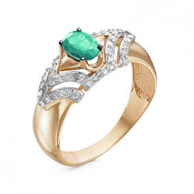 Золотое кольцо КЮЗ Del'ta DБР311465 с бриллиантом и изумрудом DБР311465 фото