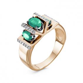 Золотое кольцо КЮЗ Del'ta DБР311467 с бриллиантом и изумрудом DБР311467 фото