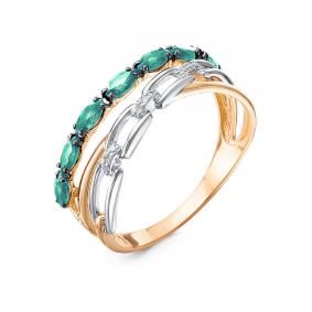 Золотое кольцо КЮЗ Del'ta DБР312428 с бриллиантом и изумрудом DБР312428 фото