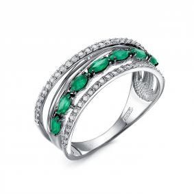 Кольцо из белого золота КЮЗ Del'ta DБР312484б с бриллиантом и изумрудом DБР312484б фото