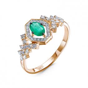 Золотое кольцо КЮЗ Del'ta DБР312530 с бриллиантом и изумрудом DБР312530 фото