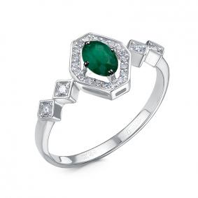 Кольцо из белого золота КЮЗ Del'ta DБР312538б с бриллиантом и изумрудом DБР312538б фото