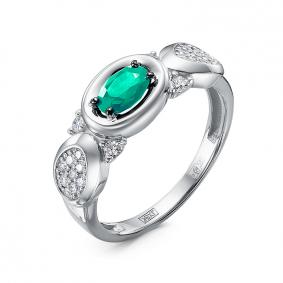 Кольцо из белого золота КЮЗ Del'ta DБР312622б с бриллиантом и изумрудом DБР312622б фото