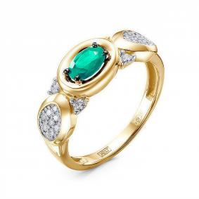Кольцо из лимонного золота КЮЗ Del'ta DБР312622л с бриллиантом и изумрудом DБР312622л фото
