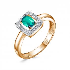 Золотое кольцо КЮЗ Del'ta DБР312646 с бриллиантом и изумрудом DБР312646 фото