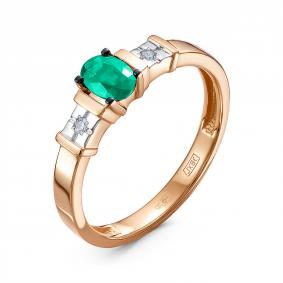 Золотое кольцо КЮЗ Del'ta DБР312652 с бриллиантом и изумрудом DБР312652 фото