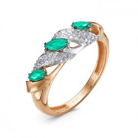 Золотое кольцо КЮЗ Del'ta DБР312738 с бриллиантом и изумрудом DБР312738 фото
