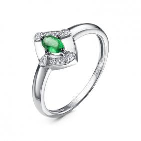 Кольцо из белого золота КЮЗ Del'ta DБР312812б с бриллиантом и изумрудом DБР312812б фото
