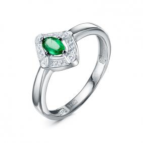 Кольцо из белого золота КЮЗ Del'ta DБР312826б с бриллиантом и изумрудом DБР312826б фото