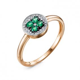 Золотое кольцо КЮЗ Del'ta DБР312889 с бриллиантом и изумрудом DБР312889 фото