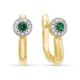 Серьги из лимонного золота КЮЗ Del'ta DБР320093л с бриллиантом и изумрудом DБР320093л фото
