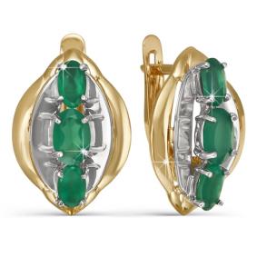 Золотые серьги КЮЗ Del'ta DБР320309 с изумрудом DБР320309 фото