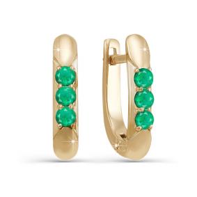 Золотые серьги КЮЗ Del'ta DБР320324 с изумрудом DБР320324 фото