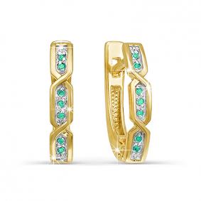 Золотые серьги КЮЗ Del'ta DБР320581л с изумрудом DБР320581л фото