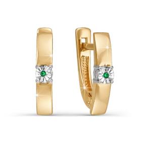 Золотые серьги КЮЗ Del'ta DБР320811 с изумрудом DБР320811 фото