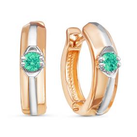 Золотые серьги КЮЗ Del'ta DБР320907 с изумрудом DБР320907 фото