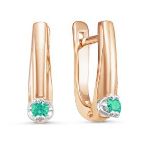 Золотые серьги КЮЗ Del'ta DБР320909 с изумрудом DБР320909 фото