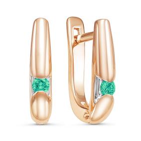 Золотые серьги КЮЗ Del'ta DБР320914 с изумрудом DБР320914 фото