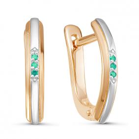 Золотые серьги КЮЗ Del'ta DБР321007 с изумрудом DБР321007 фото