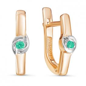 Золотые серьги КЮЗ Del'ta DБР321140 с изумрудом DБР321140 фото