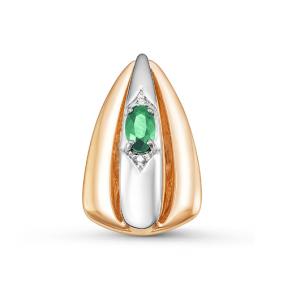 Золотая подвеска КЮЗ Del'ta DБР330085гт с бриллиантом и гидротермальным изумрудом DБР330085гт фото