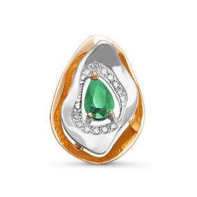 Золотая подвеска КЮЗ Del'ta DБР331164гт с бриллиантом и гидротермальным изумрудом DБР331164гт фото