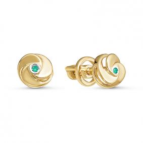 Серьги из лимонного золота КЮЗ Del'ta DБР350760л с изумрудом DБР350760л фото