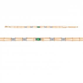 Золотой браслет КЮЗ Del'ta DБР370196 с бриллиантом и изумрудом DБР370196 фото