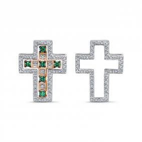 Золотая подвеска КЮЗ Del'ta DБР382718 с бриллиантом и изумрудом DБР382718 фото