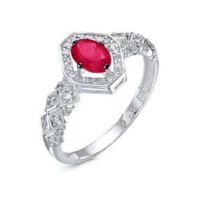 Кольцо из белого золота КЮЗ Del'ta DБР412554б с бриллиантом и рубином DБР412554б фото