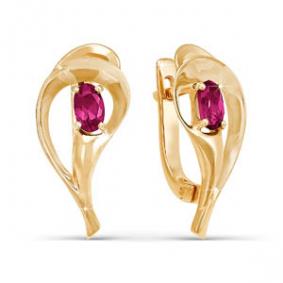 Золотые серьги КЮЗ Del'ta DБР420095 с рубином DБР420095 фото