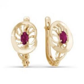 Золотые серьги КЮЗ Del'ta DБР420101 с рубином DБР420101 фото