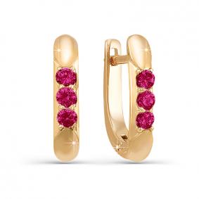 Золотые серьги КЮЗ Del'ta DБР420324 с рубином DБР420324 фото