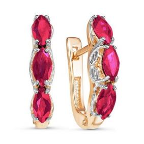 Золотые серьги КЮЗ Del'ta с рубиновым корундом DБР420767гт DБР420767гт фото