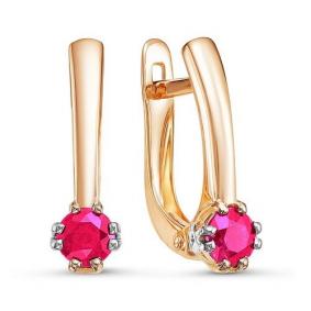 Золотые серьги КЮЗ Del'ta DБР420798 с рубином DБР420798 фото