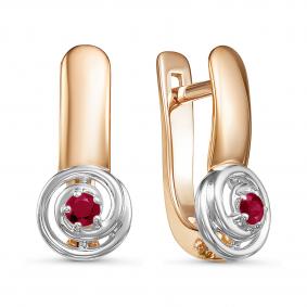 Золотые серьги КЮЗ Del'ta DБР421228 с рубином DБР421228 фото