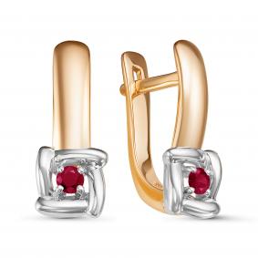 Золотые серьги КЮЗ Del'ta DБР421232 с рубином DБР421232 фото