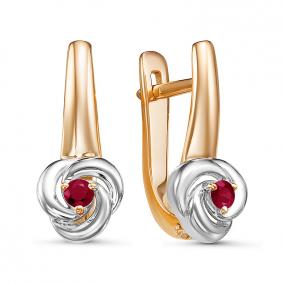 Золотые серьги КЮЗ Del'ta DБР421234 с рубином DБР421234 фото