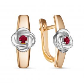 Золотые серьги КЮЗ Del'ta DБР421235 с рубином DБР421235 фото