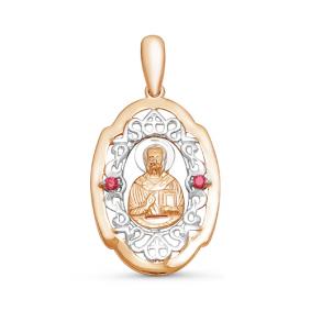Золотая подвеска-иконка Святитель Николай Чудотворец КЮЗ Del'ta с рубином DБР430346 DБР430346 фото