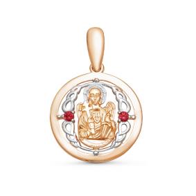 Золотая подвеска-иконка Ангел хранитель КЮЗ Del'ta с рубином DБР430432 DБР430432 фото