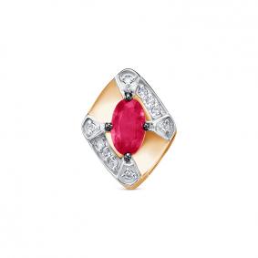 Золотая подвеска КЮЗ Del'ta DБР432812 с бриллиантом и рубином DБР432812 фото