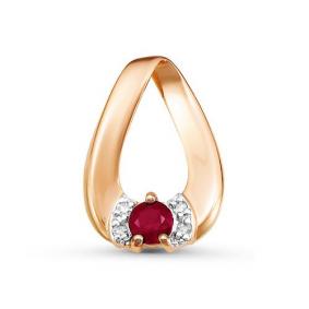 Золотая подвеска КЮЗ Del'ta DБР435535гт с бриллиантом и рубиновым корундом DБР435535гт фото